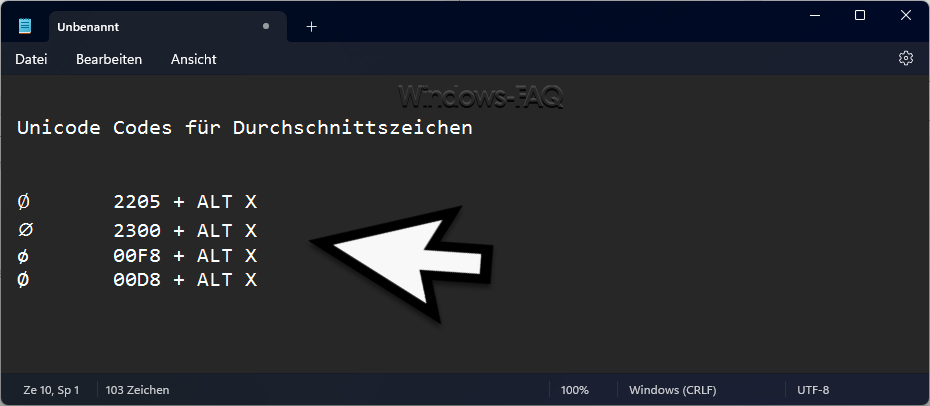 Durchschnittszeichen Unicode