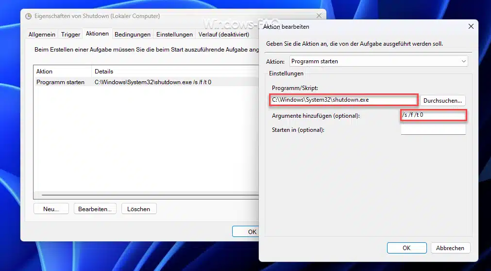 PC automatisch herunterfahren shutdown