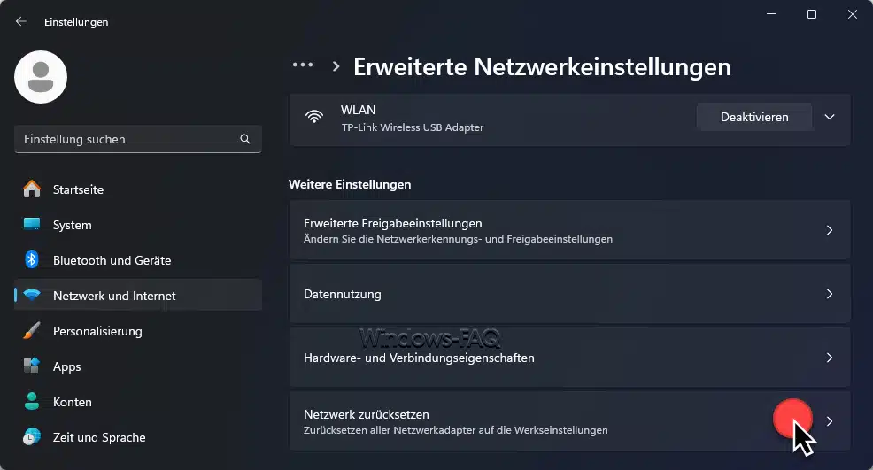 Keine Internetverbindung - Netzwerk zurücksetzen
