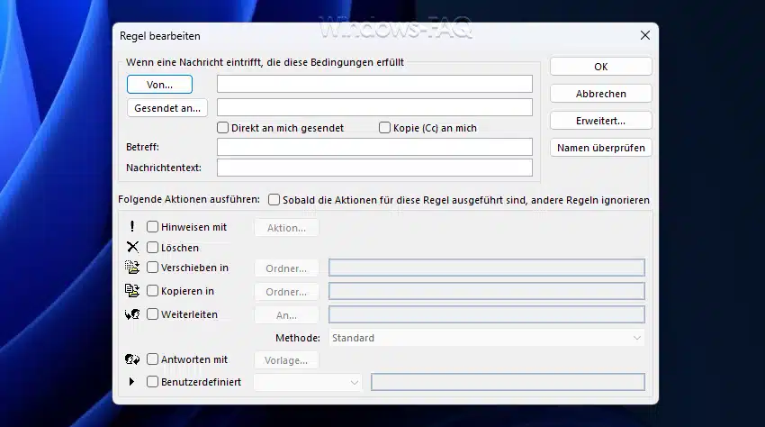 Abwesenheitsnotiz Outlook Regel bearbeiten
