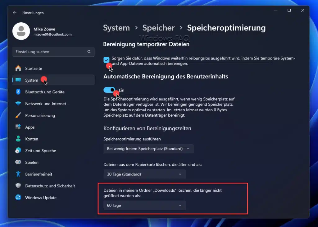 Download löschen Speicheroptimierung