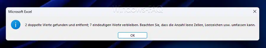 Excel Duplikate entfernen doppelte Werte gefunden