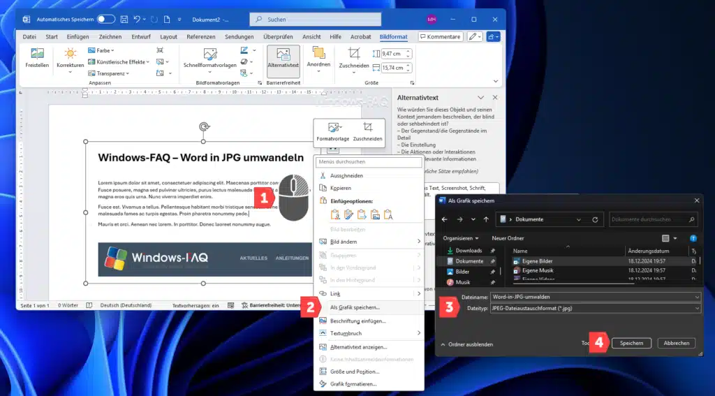 Word in JPG umwandeln als Grafik speichern